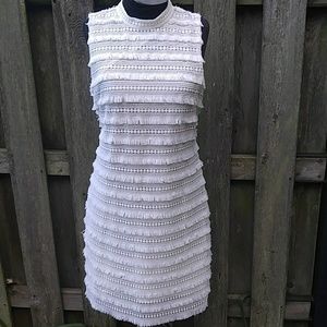 J. Crew White Textured Midi Dress